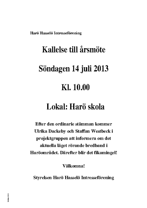 Kallelse 2013